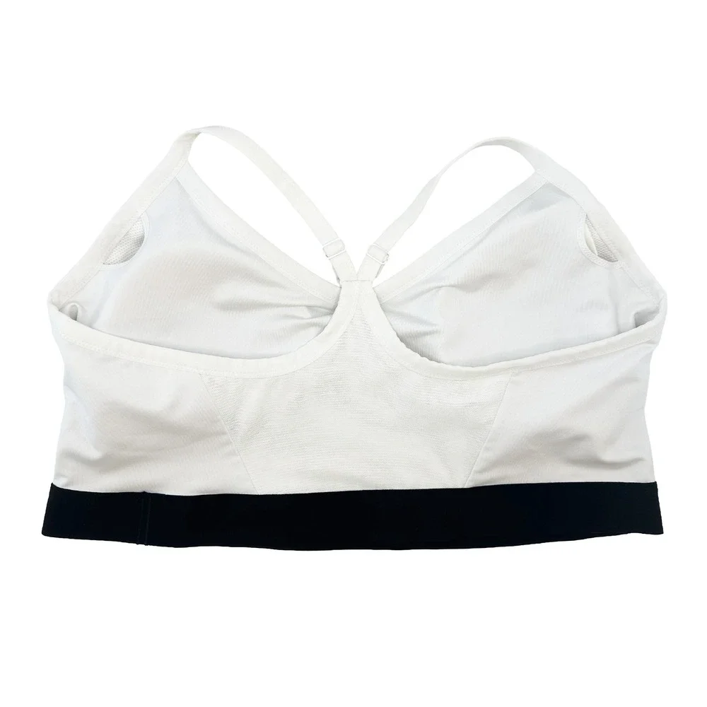 NIKE Dri-Fit Racerback Sports Bra • 3X • white black • minimalist workout